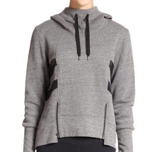 ALO Gray Mesh Zip Detail Hoodie Small